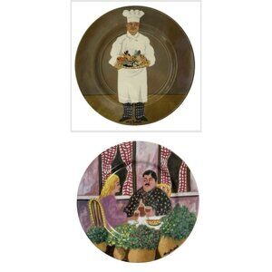GBC Van Gogh Amoureux Salad Dessert Plates Set of 2 "Bouillabaisse, Rendez-Vous"